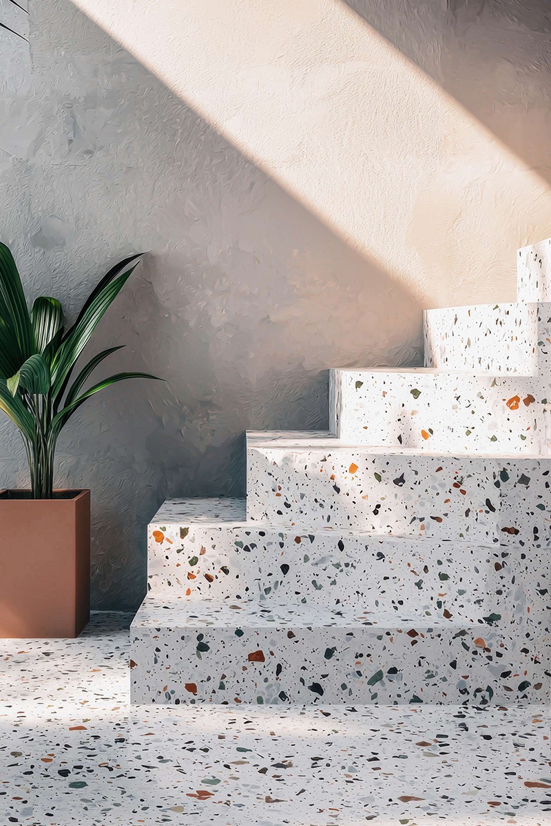 escaliers terrazzo granito luberon